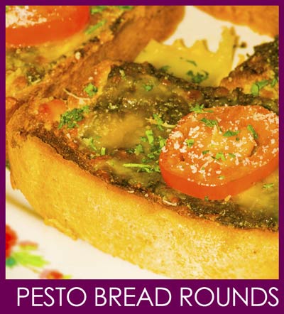 pesto bread rounds